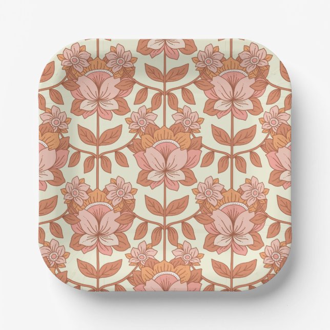 70s Retro Inspired Wedding Paper Plates (Front)