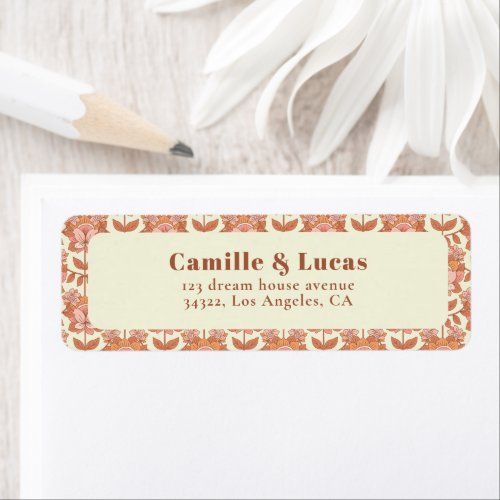 70s Retro Inspired Wedding Return Adress  Label