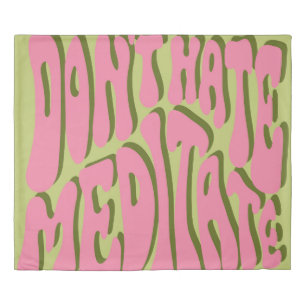 70s Retro: 'Meditate' Motivational Poster Duvet Cover