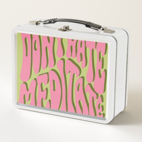 70s Retro Meditate Motivational Poster Metal Lunch Box