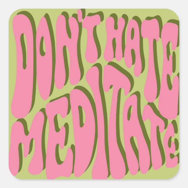 70s Retro: 'Meditate' Motivational Poster Square Sticker (Front)