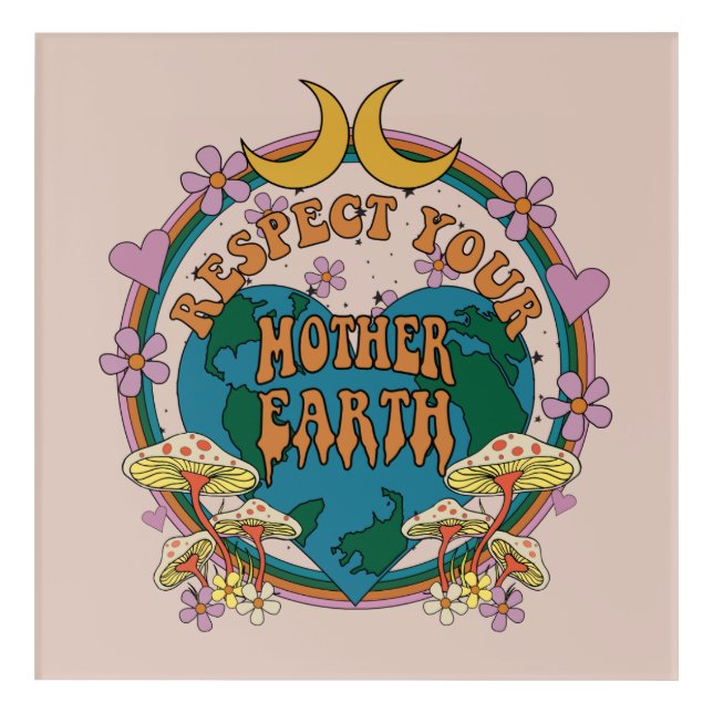 70's Retro Mother Earth Graphic Acrylic Print (Front)