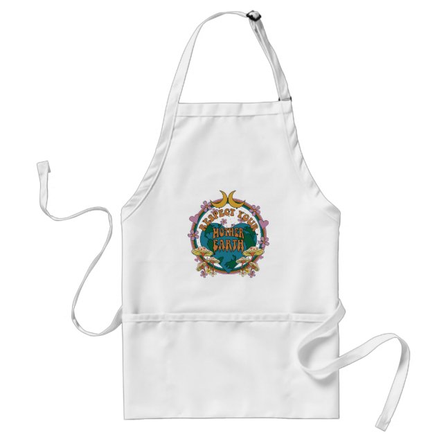70's Retro Mother Earth Graphic Adult Apron (Front)