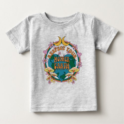 70s Retro Mother Earth Graphic Baby T_Shirt