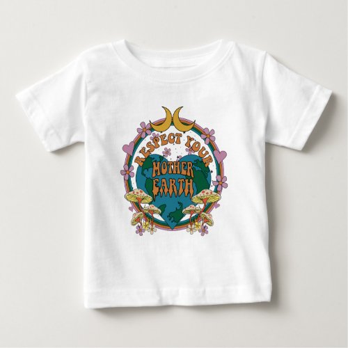 70s Retro Mother Earth Graphic Baby T_Shirt