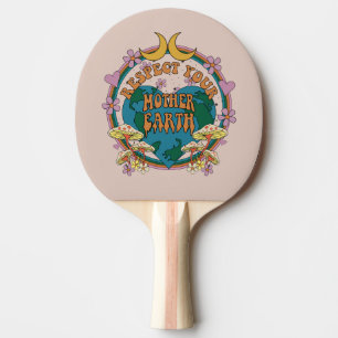 70's Retro Mother Earth Graphic Ping Pong Paddle