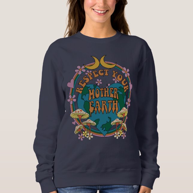 70's Retro Mother Earth Graphic Sweatshirt (Front)