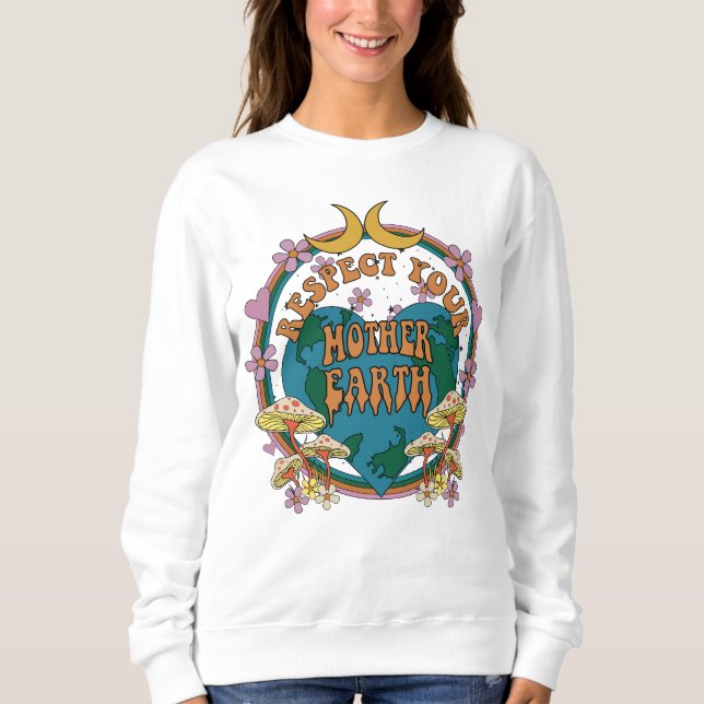 70's Retro Mother Earth Graphic Sweatshirt (Front)
