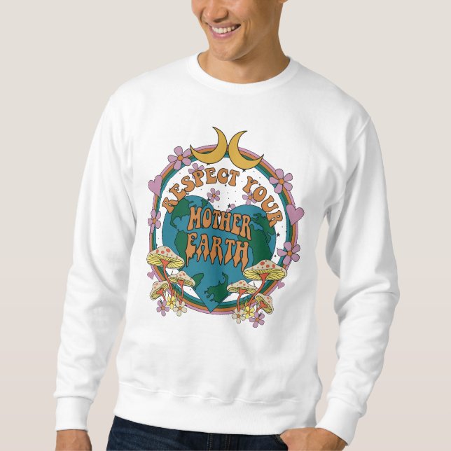 70's Retro Mother Earth Graphic Sweatshirt (Front)