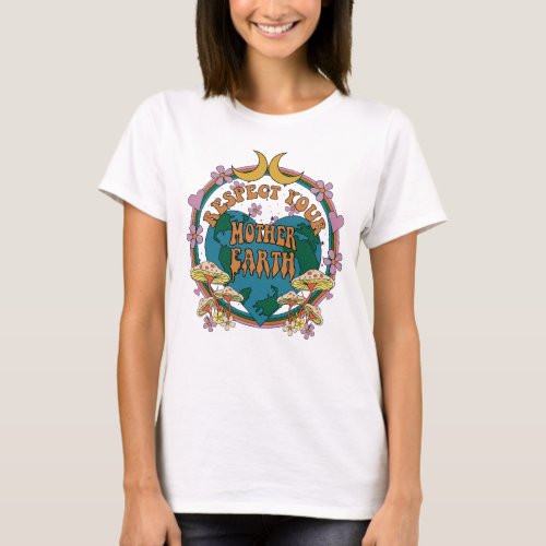 70s Retro Mother Earth Graphic T_Shirt