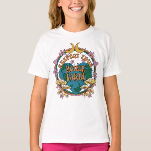 70s Retro Mother Earth Graphic T_Shirt