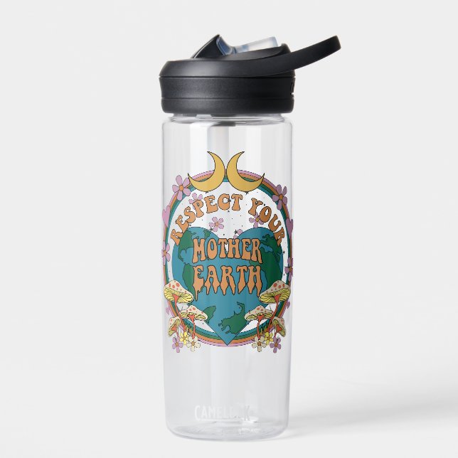 70's Retro Mother Earth Graphic Water Bottle (Left)