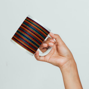 70s Retro Navy & Mustard Boho Chevron Stripes Giant Coffee Mug