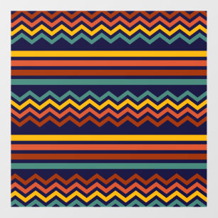 70s Retro Navy & Mustard Boho Chevron Stripes Wall Decal