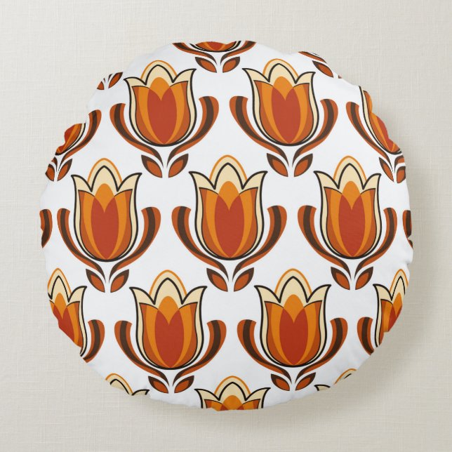 70's retro pattern material illustration70s,1970,p round pillow (Front)