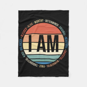 70s Retro Positive Affirmations Self Care Gift Men Fleece Blanket