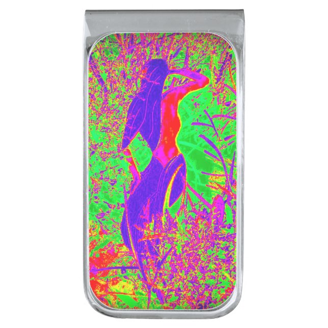 70's retro purple hippie silver finish money clip (Front Vertical)