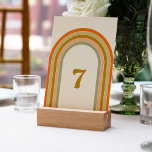 70s Retro Rainbow Groovy Wedding  Table Number