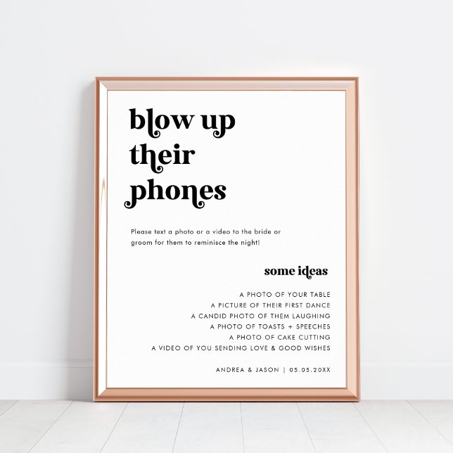 70s Retro Script Blow Up Their Phones Wedding Sign (Creator Uploaded)