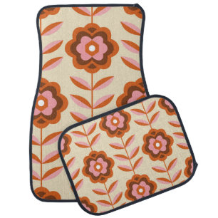 70's Retro Seamless Pattern. 60s and 70s Aesthetic Car Floor Mat