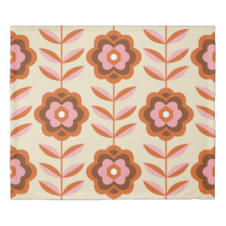 70's Retro Seamless Pattern. 60s and 70s Aesthetic Duvet Cover