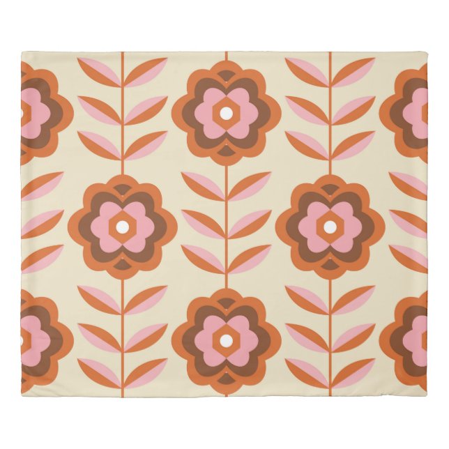 70's Retro Seamless Pattern. 60s and 70s Aesthetic Duvet Cover (Front)