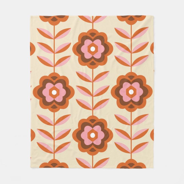 70's Retro Seamless Pattern. 60s and 70s Aesthetic Fleece Blanket (Front)