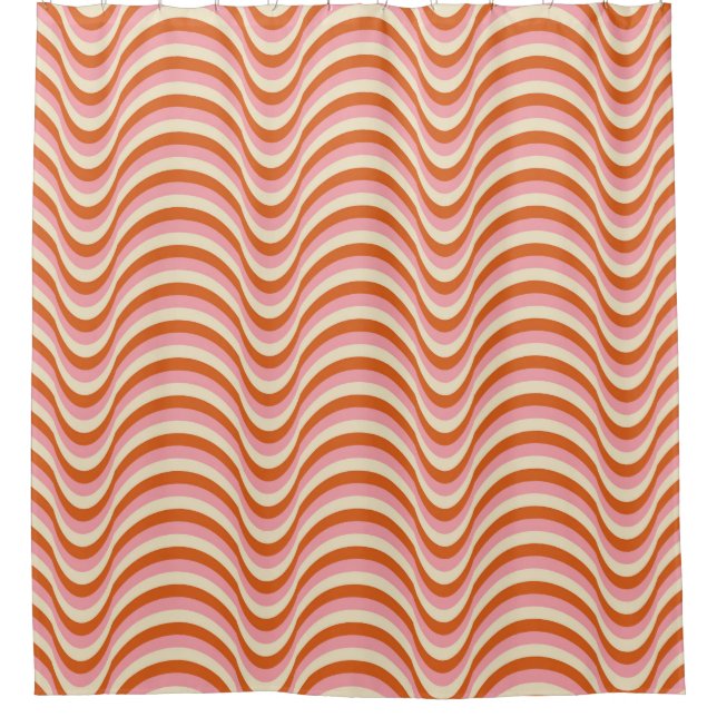 70's Retro Seamless Pattern. 60s and 70s Aesthetic Shower Curtain (Front)