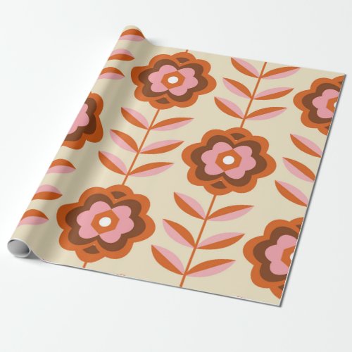 70s Retro Seamless Pattern 60s and 70s Aesthetic Wrapping Paper