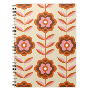 70's Retro Seamless Pattern. 60s and 70s Esthetic Notebook
