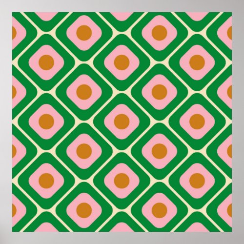 70s Retro Seamless Pattern 60s and 70s Esthetic Poster