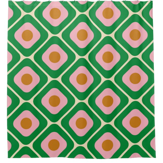 70's Retro Seamless Pattern. 60s and 70s Esthetic Shower Curtain (Front)