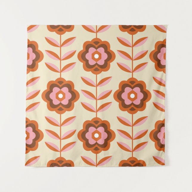 70's Retro Seamless Pattern. 60s and 70s Esthetic Tapestry (Front)