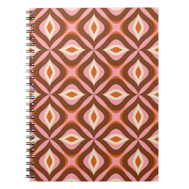 70s Retro Seamless Pattern in Orange,  Brown,  Pin Notebook (Front)