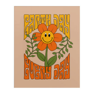 70's Retro Smiling Daisy Flower Acrylic Print