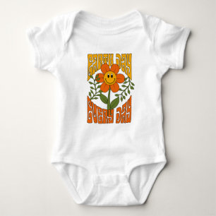 70's Retro Smiling Daisy Flower Baby Bodysuit