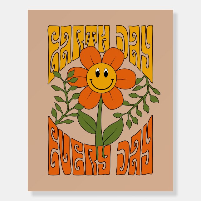 70's Retro Smiling Daisy Flower Foam Board (Front)