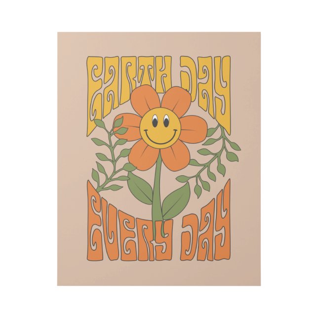 70's Retro Smiling Daisy Flower Gallery Wrap (Front)