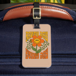 70's Retro Smiling Daisy Flower Luggage Tag