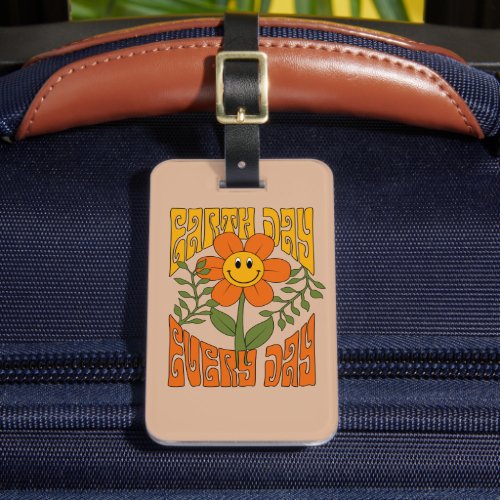 70s Retro Smiling Daisy Flower Luggage Tag
