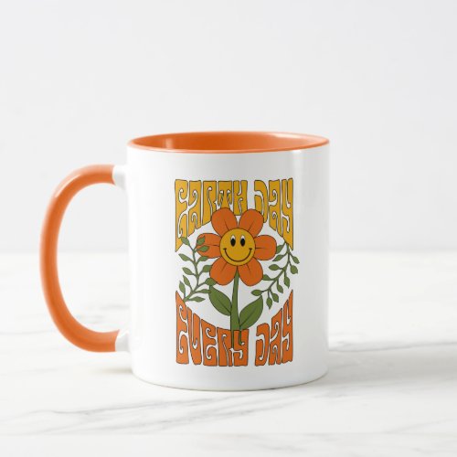 70s Retro Smiling Daisy Flower Mug