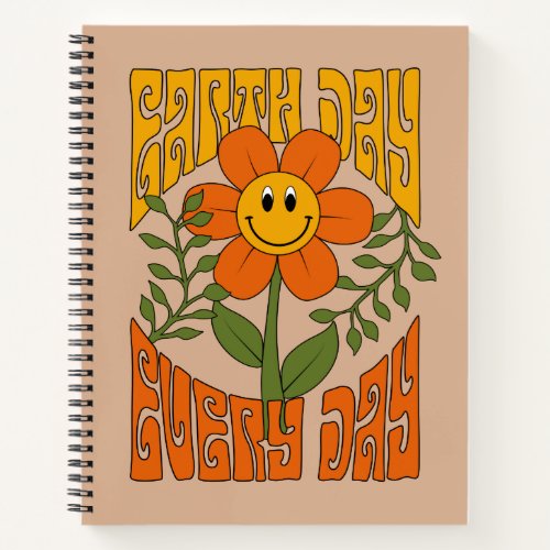 70s Retro Smiling Daisy Flower Notebook