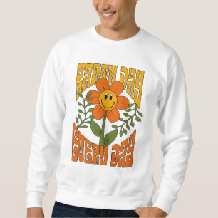 70's Retro Smiling Daisy Flower Sweatshirt