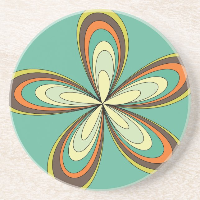 70's retro spring hippie flower power drink coaster (Front)