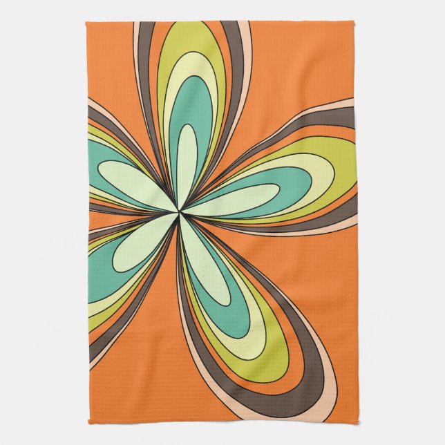 70's retro spring hippie flower power kitchen towel (Vertical)