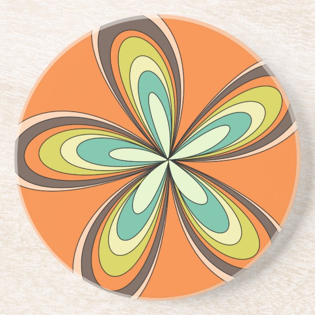 70's retro spring hippie flower power sandstone coaster (Front)