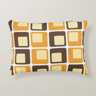 70s Retro Square Shapes Pattern Accent Pillow