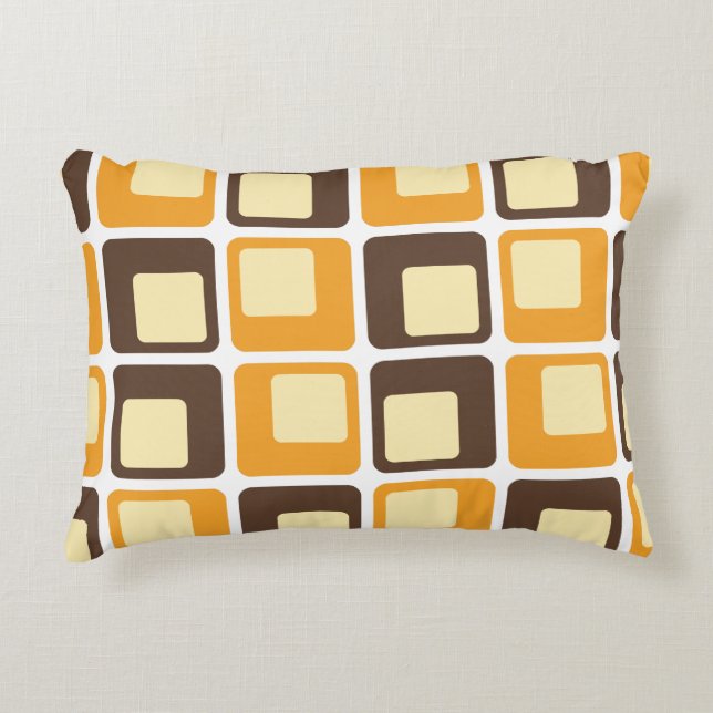 70s Retro Square Shapes Pattern Accent Pillow (Front)