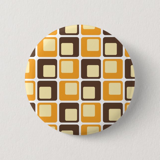 70s Retro Square Shapes Pattern Button (Front)
