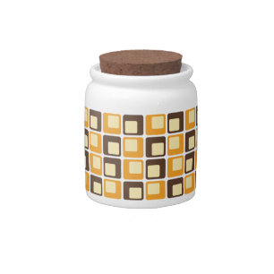 70s Retro Square Shapes Pattern Candy Jar